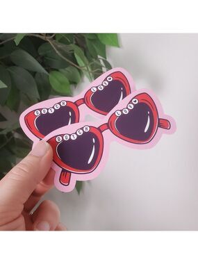 Dutch Bros Pink Sunglasses Stickers Valentines Day Large NEW